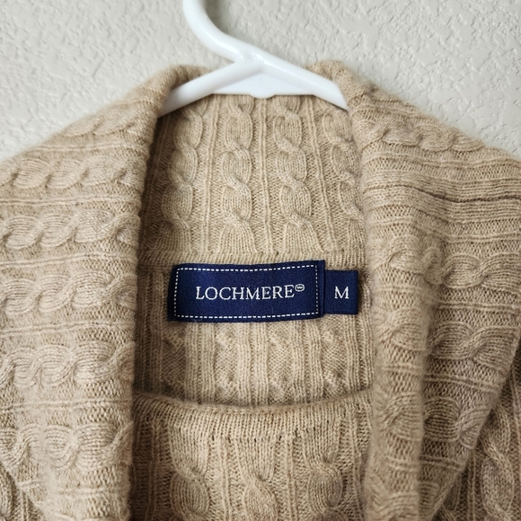 LOCHMERE cable knit cashmere turtleneck sweater in‎ oat size M - Picture 9 of 11